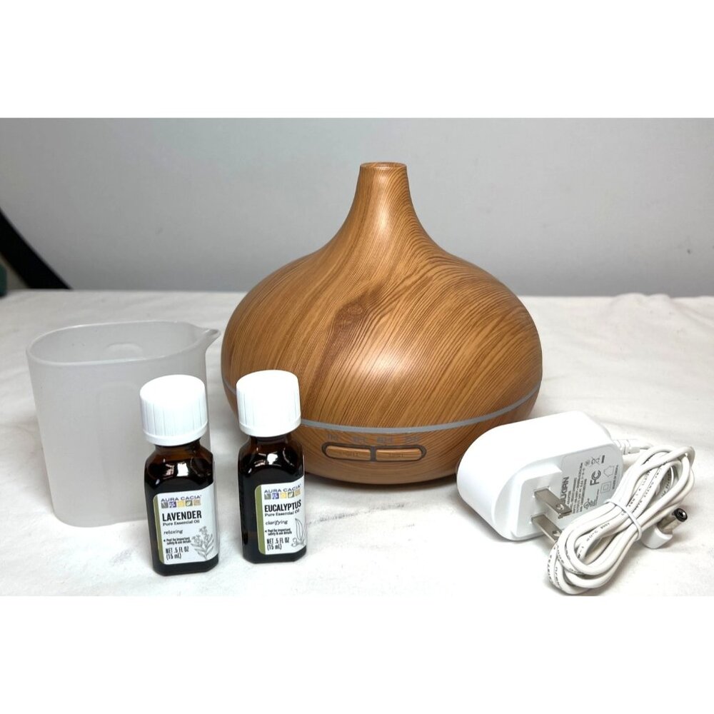 Aromatherapy Essential Oil Diffuser Set With Aura Cacia Lavender & Eucalyptus Oi